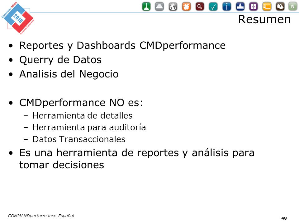 Resumen Reportes y Dashboards CMDperformance Querry de Datos