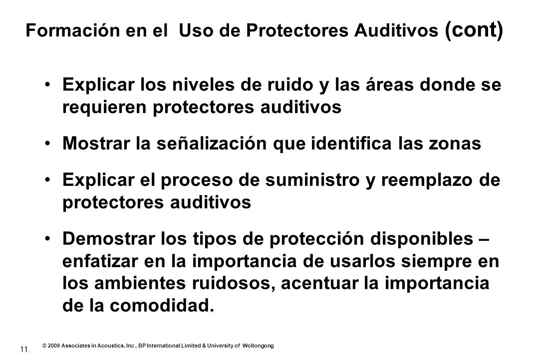 Formación en el Uso de Protectores Auditivos (cont)
