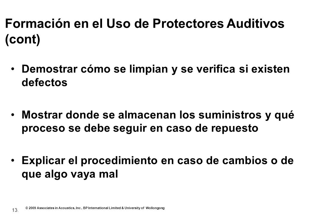 Formación en el Uso de Protectores Auditivos (cont)