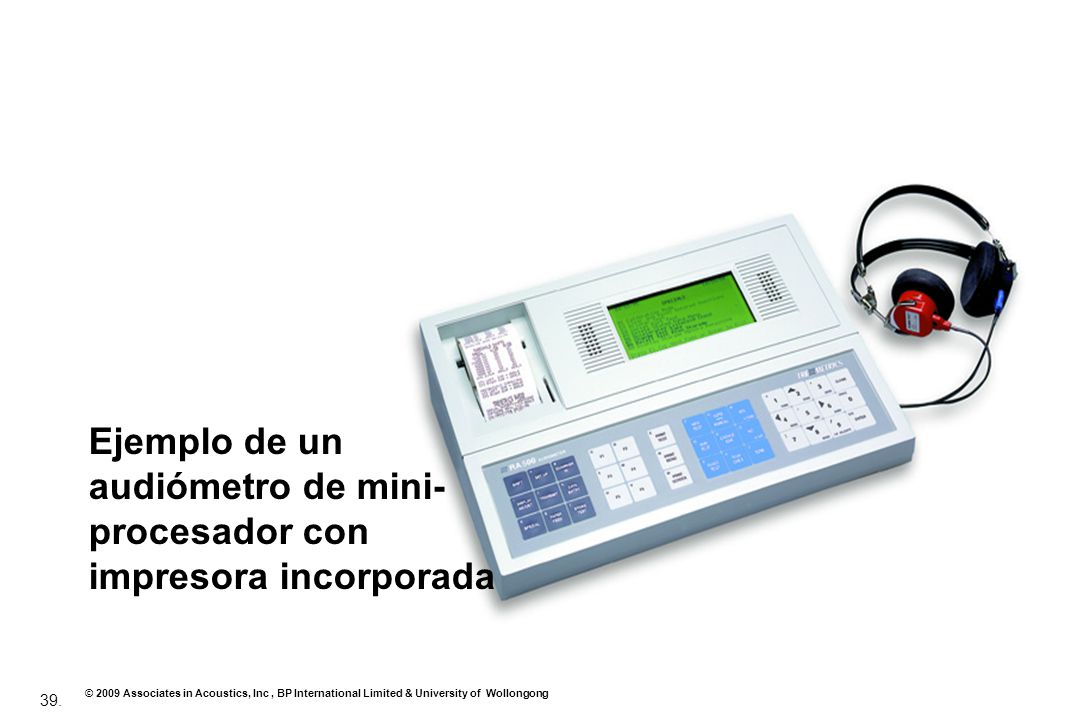 Ejemplo de un audiómetro de mini-procesador con impresora incorporada