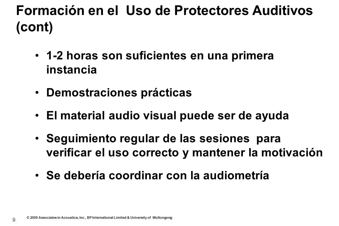 Formación en el Uso de Protectores Auditivos (cont)