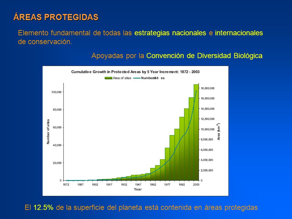 ÁREAS PROTEGIDAS Elemento fundamental de todas las estrategias nacionales e internacionales de conservación.