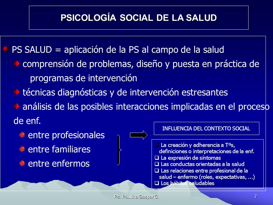 PSICOLOGÍA SOCIAL DE LA SALUD