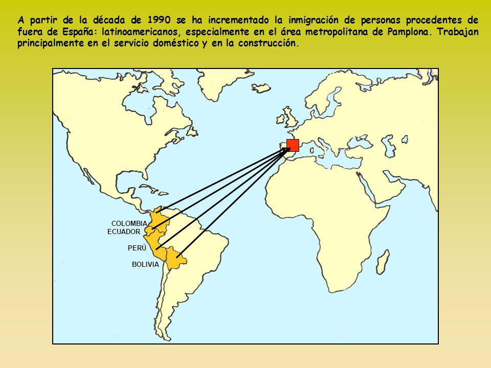 A partir de la década de 1990 se ha incrementado la inmigración de personas procedentes de fuera de España: latinoamericanos, especialmente en el área metropolitana de Pamplona. Trabajan principalmente en el servicio doméstico y en la construcción.