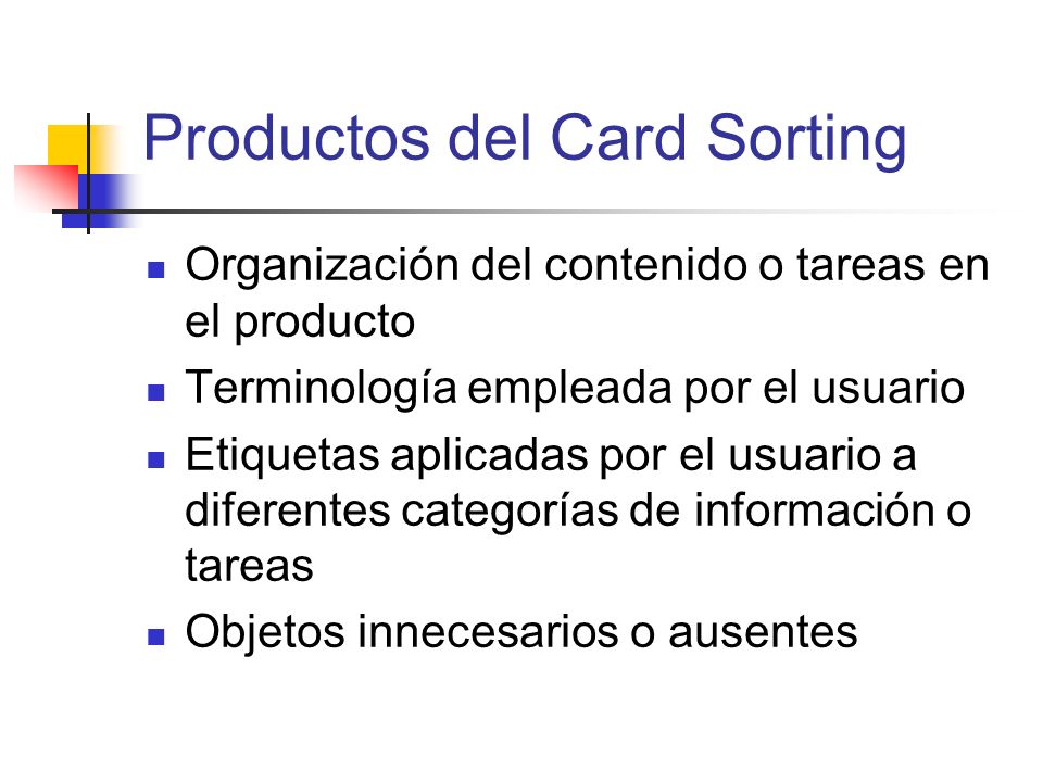 Productos del Card Sorting