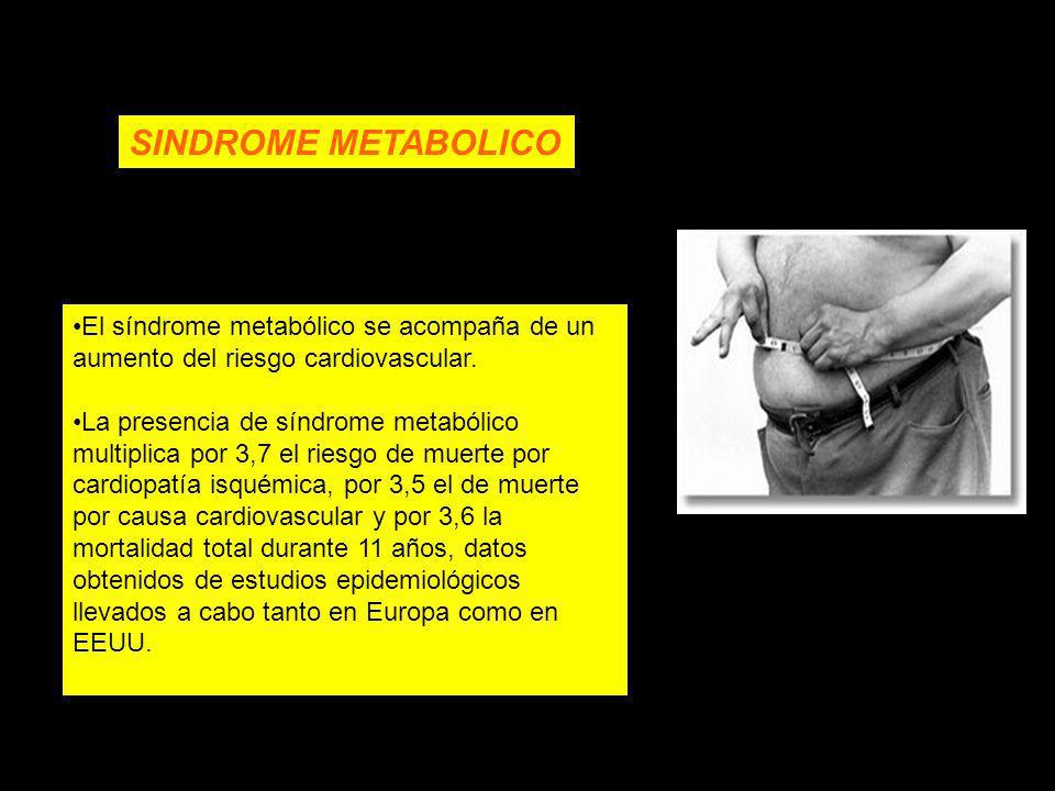 SINDROME METABOLICO El síndrome metabólico se acompaña de un aumento del riesgo cardiovascular.