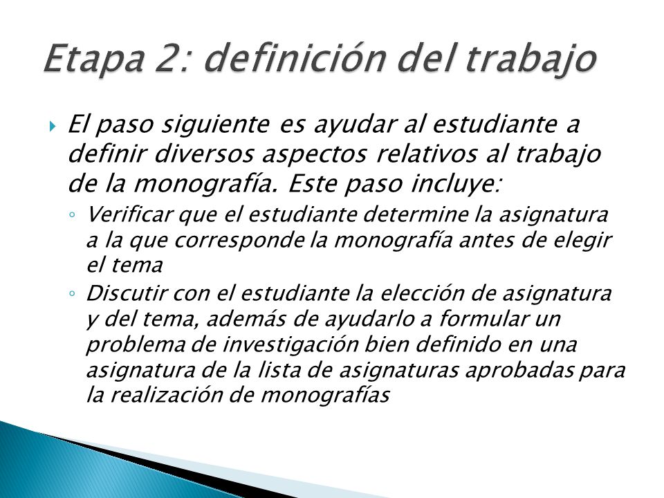 Etapa 2: definición del trabajo