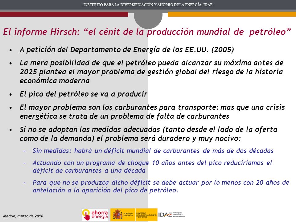 El informe Hirsch: el cénit de la producción mundial de petróleo