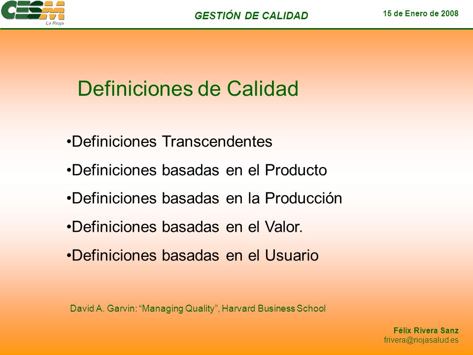 Definiciones de Calidad