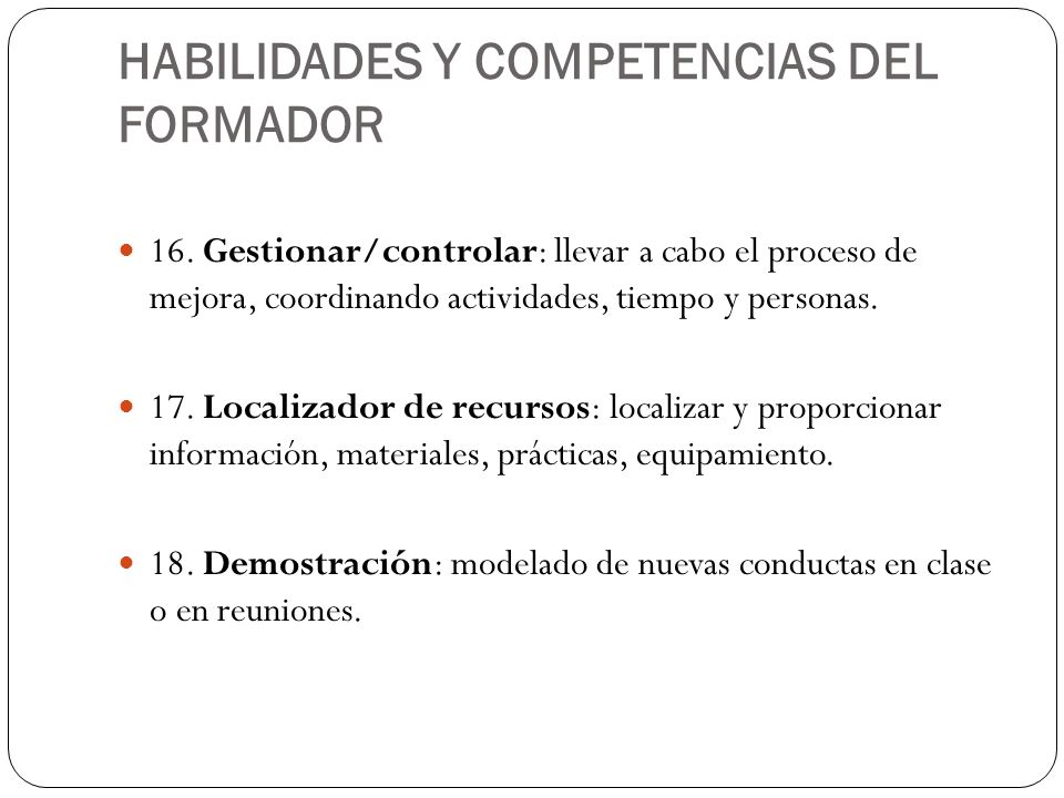 HABILIDADES Y COMPETENCIAS DEL FORMADOR