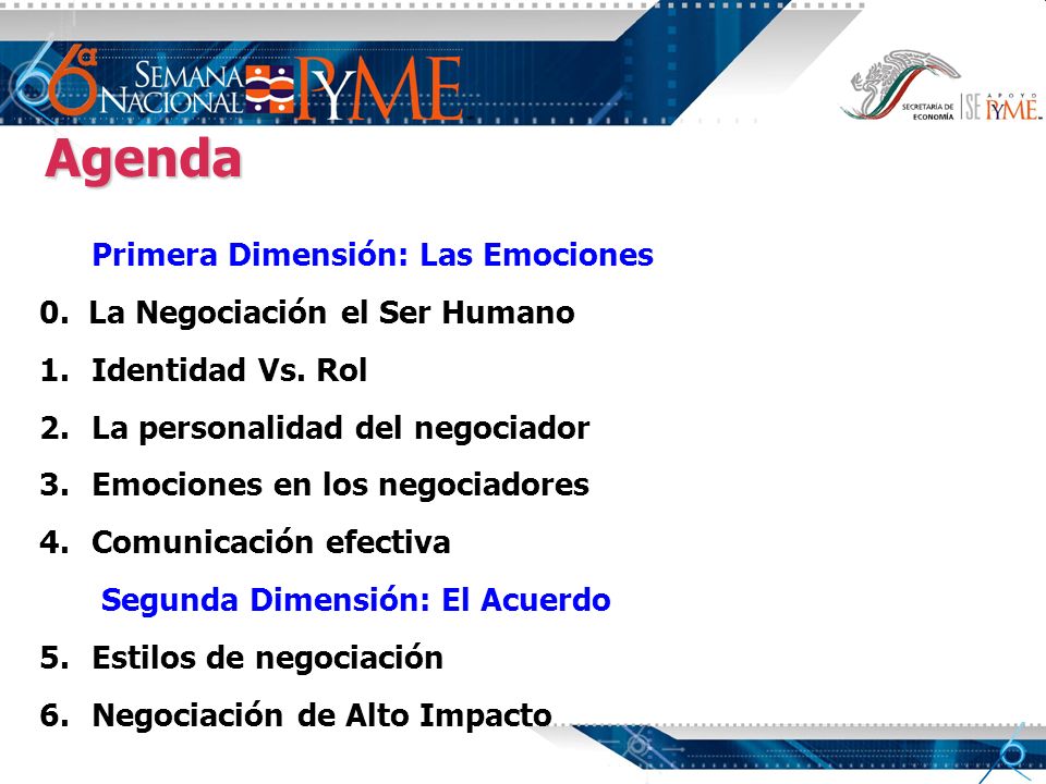 Agenda Primera Dimensión: Las Emociones
