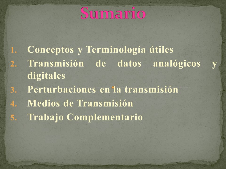 Sumario Conceptos y Terminología útiles