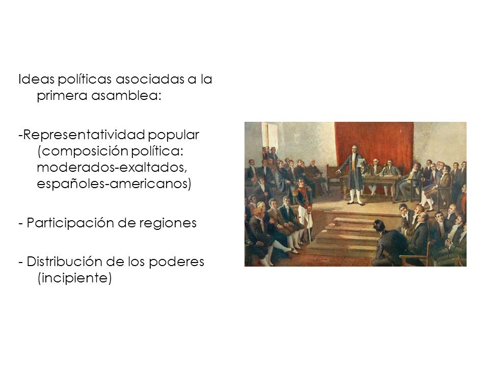 Ideas políticas asociadas a la primera asamblea: