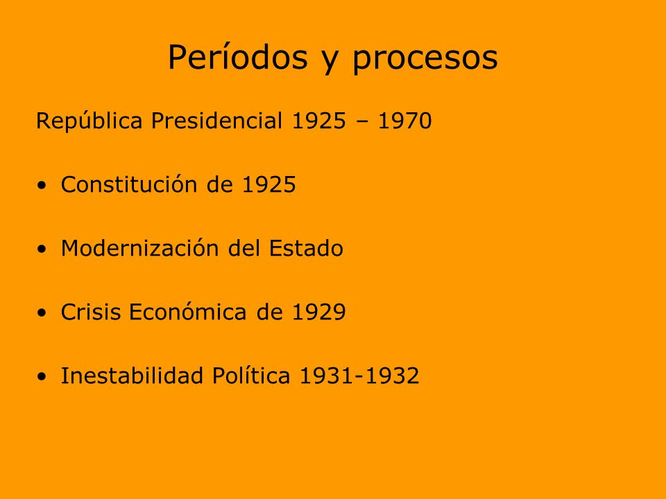 Períodos y procesos República Presidencial 1925 – 1970