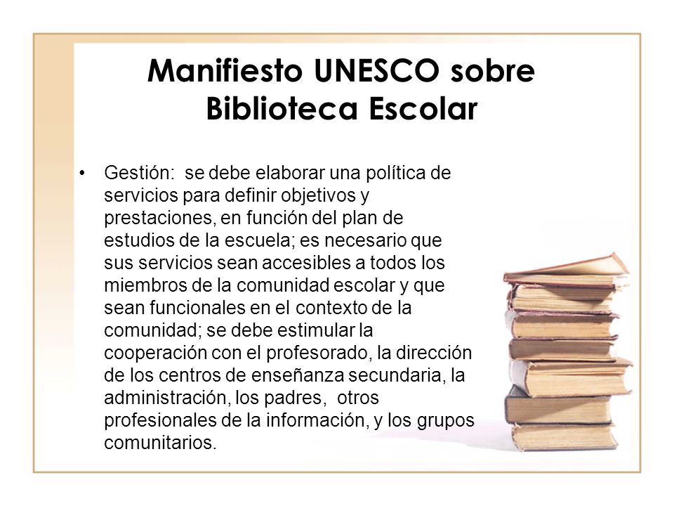 Manifiesto UNESCO sobre Biblioteca Escolar