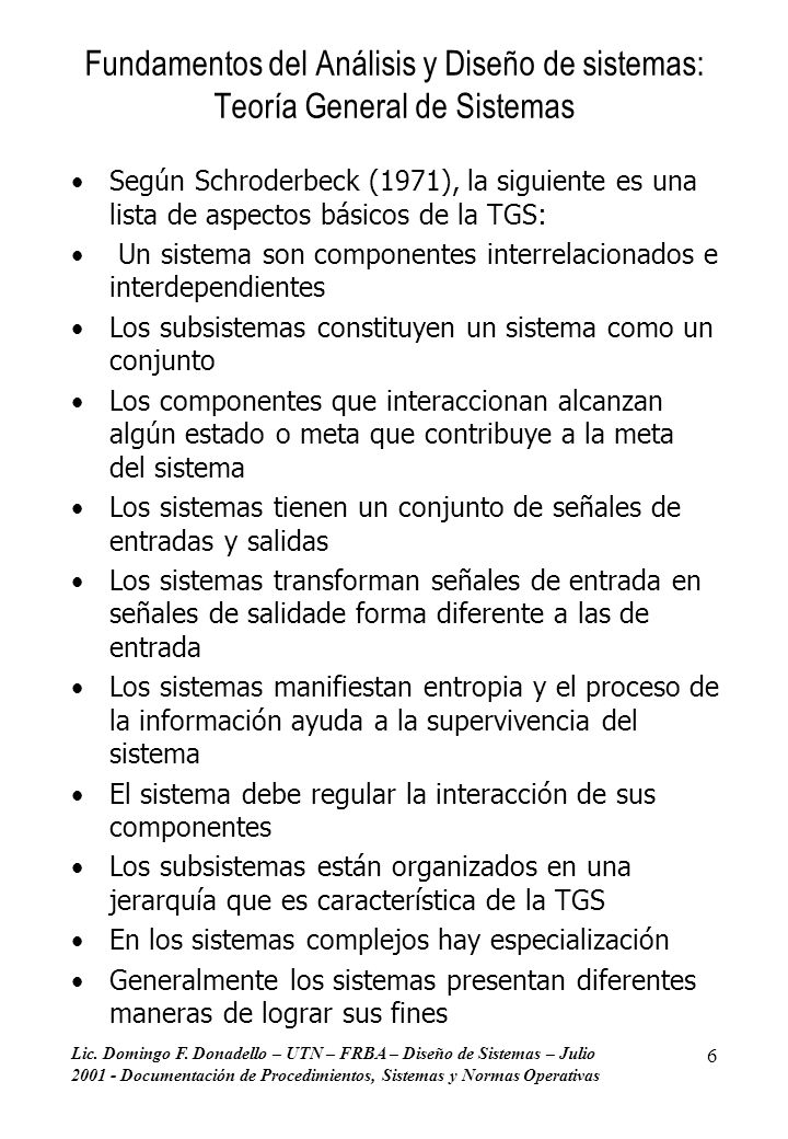Fundamentos del Análisis y Diseño de sistemas: Teoría General de Sistemas