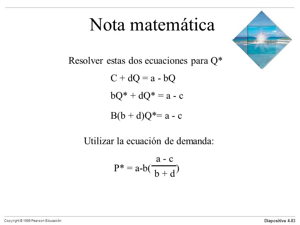 Nota matemática Resolver estas dos ecuaciones para Q* C + dQ = a - bQ