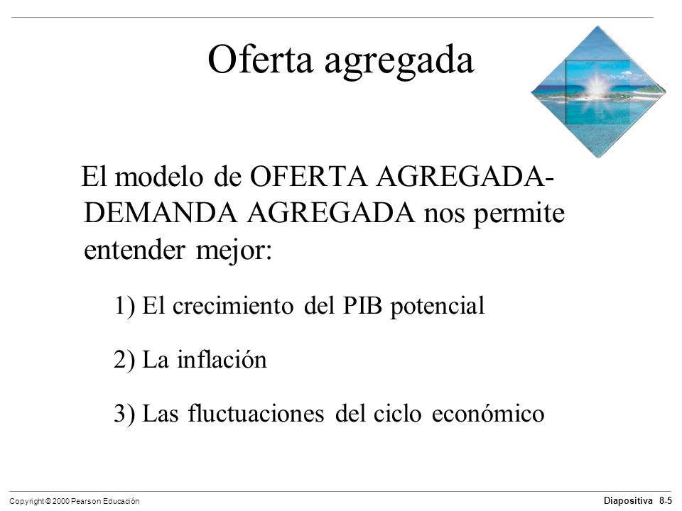 Oferta agregada El modelo de OFERTA AGREGADA- DEMANDA AGREGADA nos permite entender mejor: 1) El crecimiento del PIB potencial.