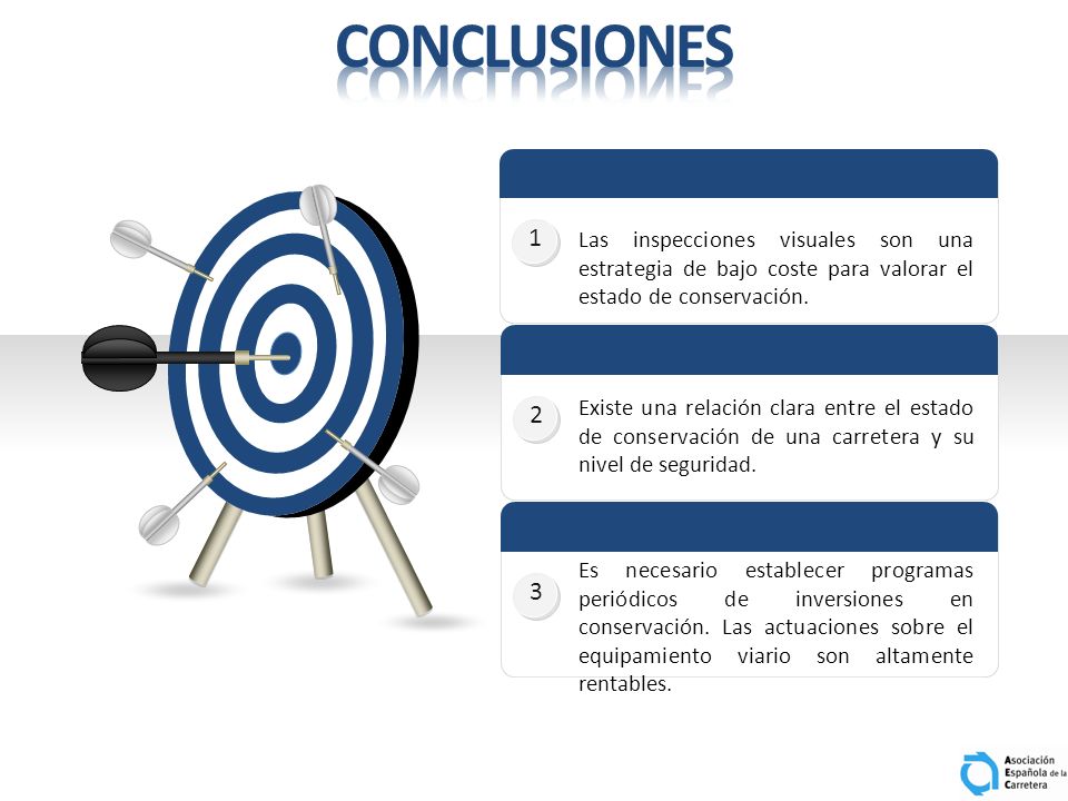 conclusiones 1. Las inspecciones visuales son una estrategia de bajo coste para valorar el estado de conservación.