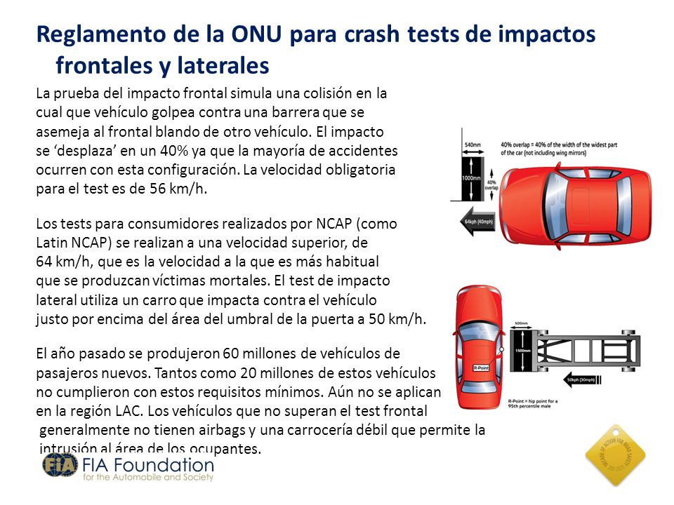 Reglamento de la ONU para crash tests de impactos frontales y laterales