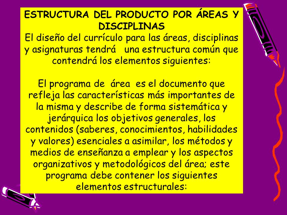 ESTRUCTURA DEL PRODUCTO POR ÁREAS Y DISCIPLINAS