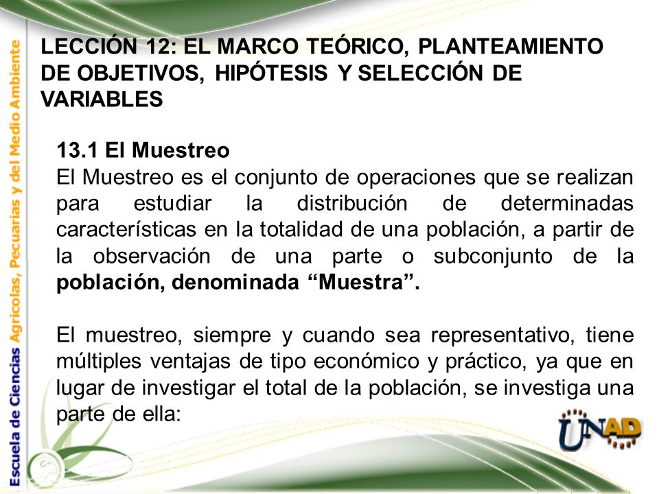 LECCIÓN 12: EL MARCO TEÓRICO, PLANTEAMIENTO DE OBJETIVOS, HIPÓTESIS Y SELECCIÓN DE VARIABLES