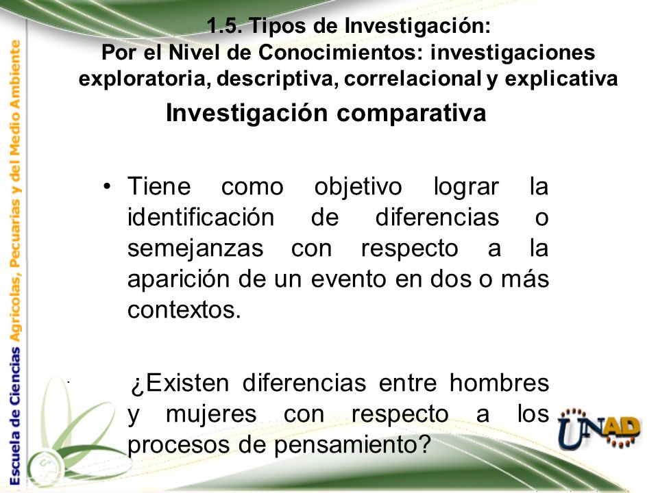1.5. Tipos de Investigación: Investigación comparativa