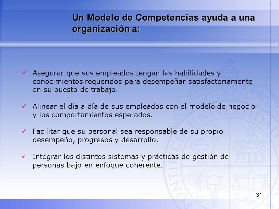 Un Modelo de Competencias ayuda a una organización a: