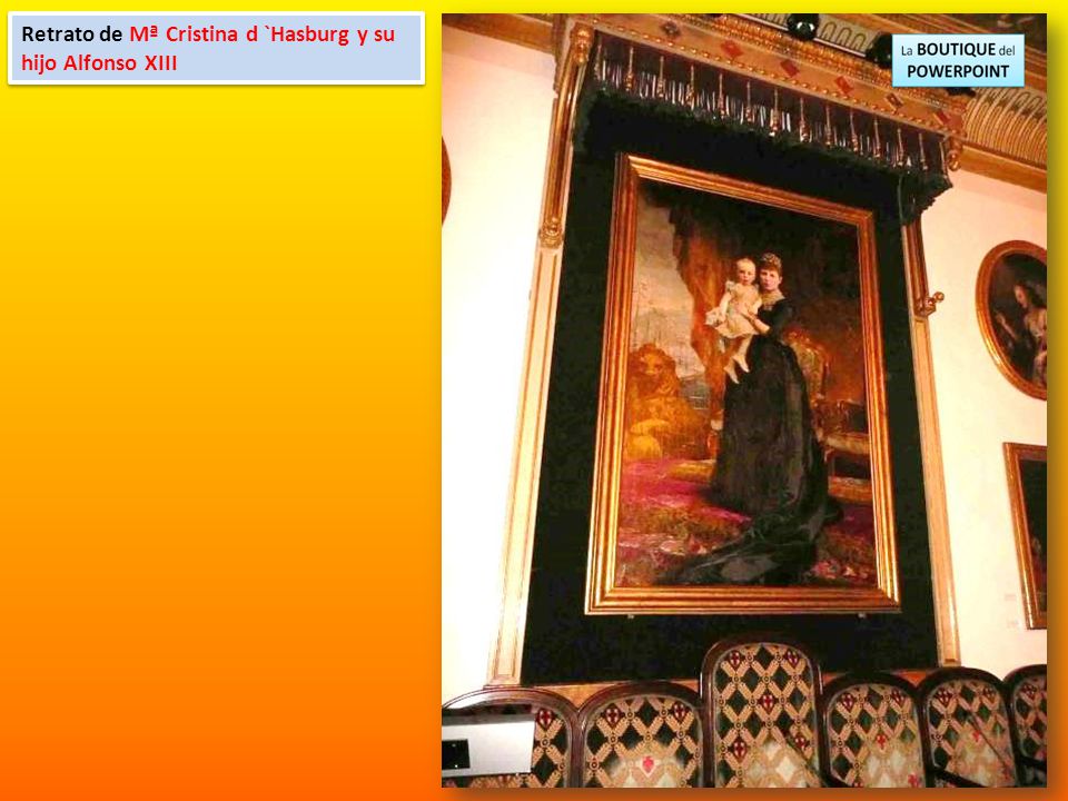 Retrato de Mª Cristina d `Hasburg y su hijo Alfonso XIII