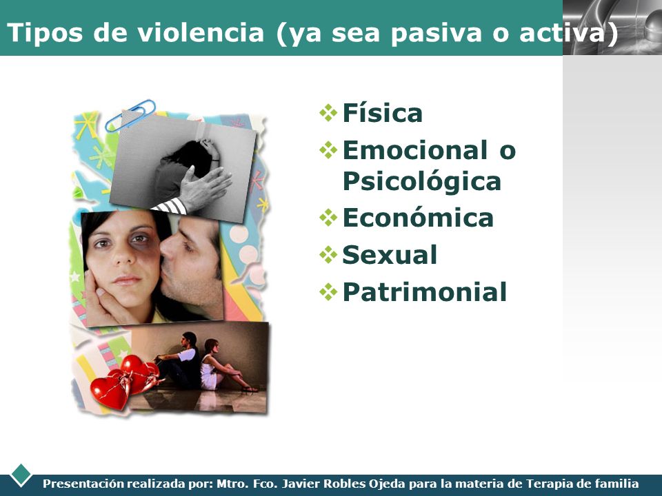 Tipos de violencia (ya sea pasiva o activa)