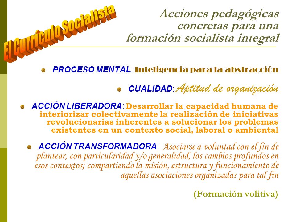 Acciones pedagógicas concretas para una formación socialista integral