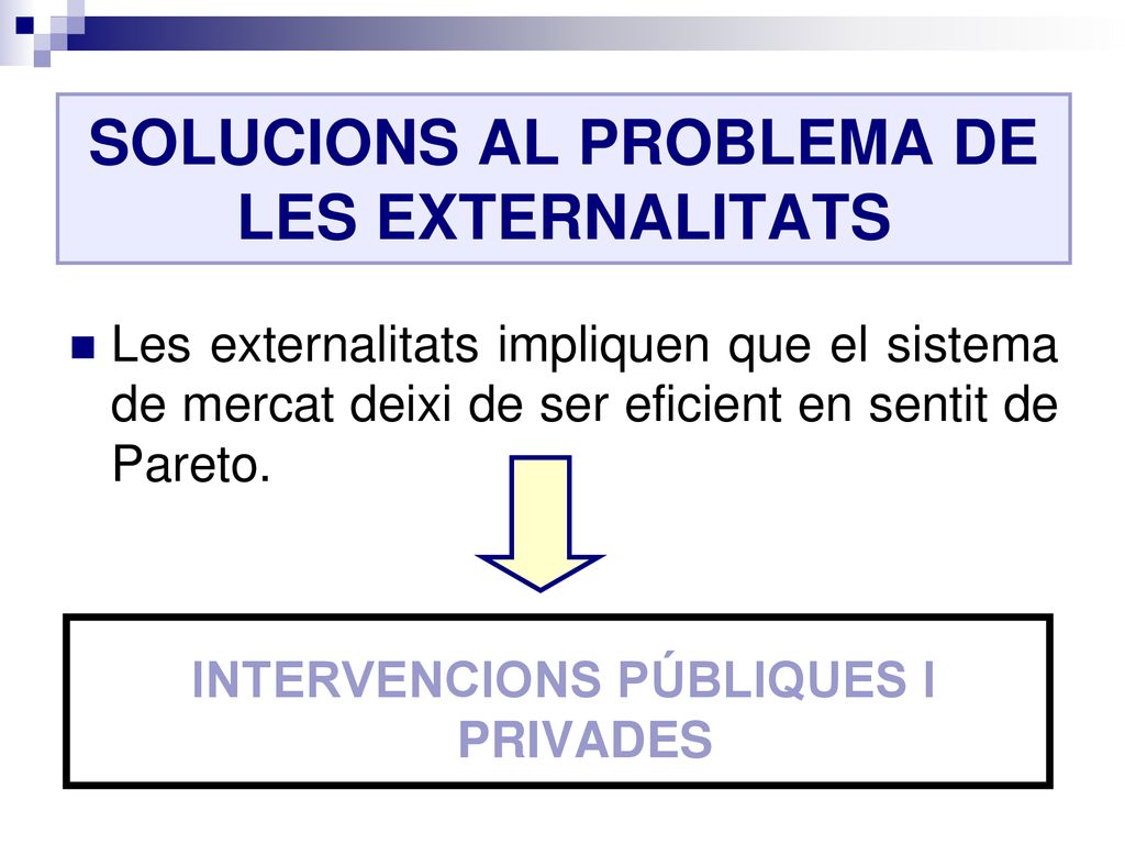 SOLUCIONS AL PROBLEMA DE LES EXTERNALITATS