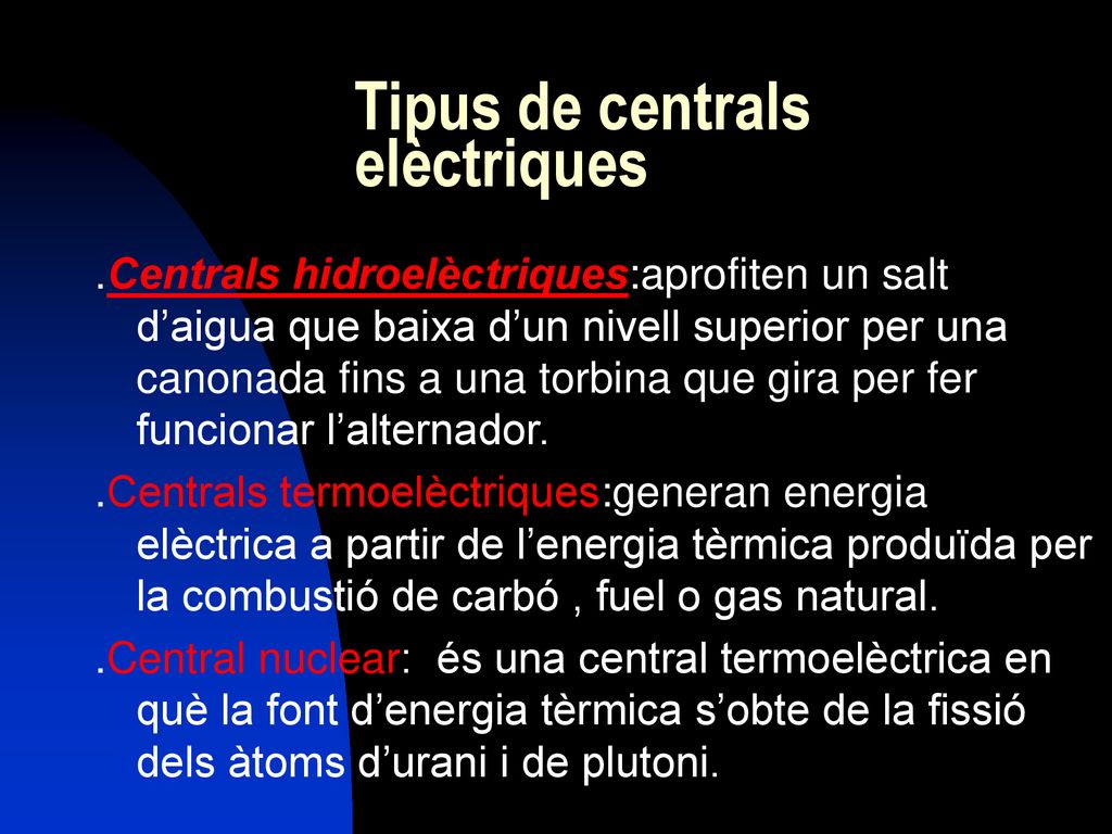 Tipus de centrals elèctriques
