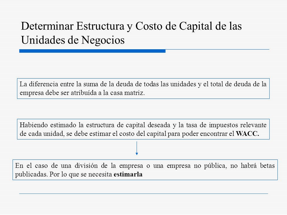 Determinar Estructura y Costo de Capital de las Unidades de Negocios