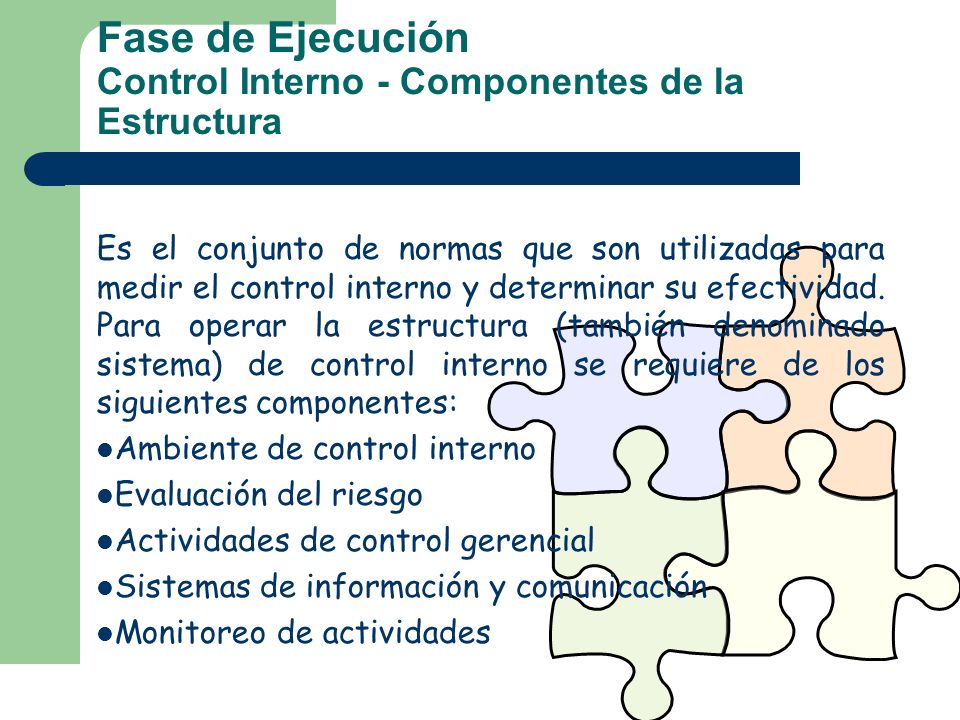 Fase de Ejecución Control Interno - Componentes de la Estructura