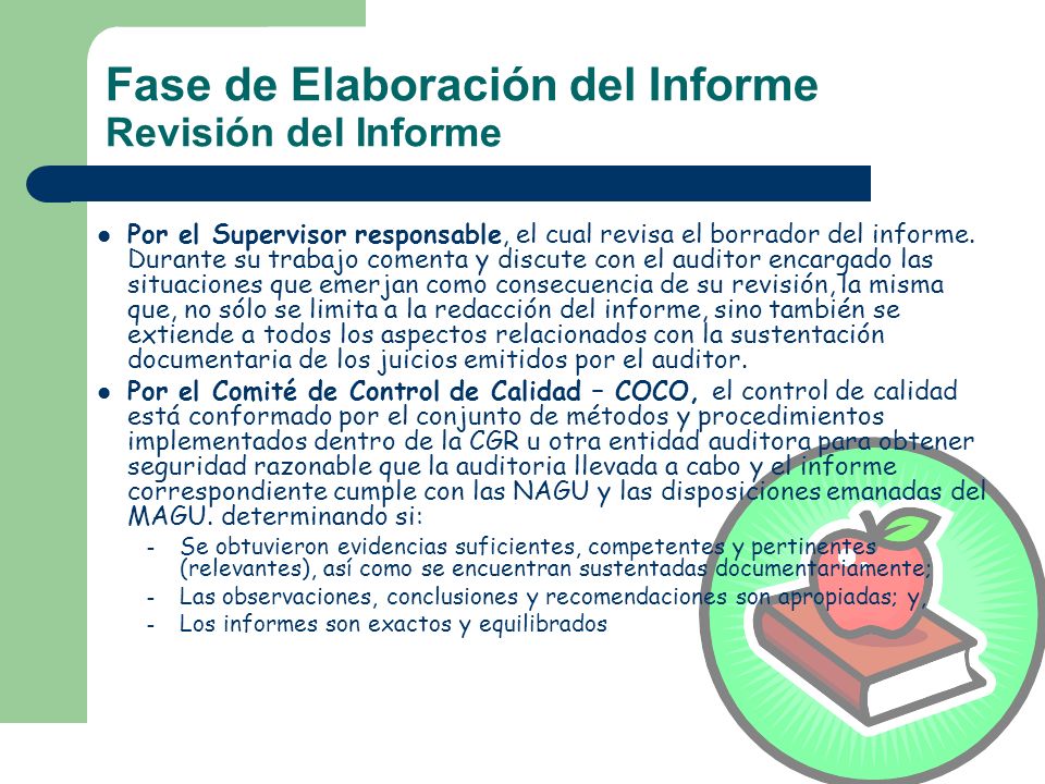 Fase de Elaboración del Informe Revisión del Informe