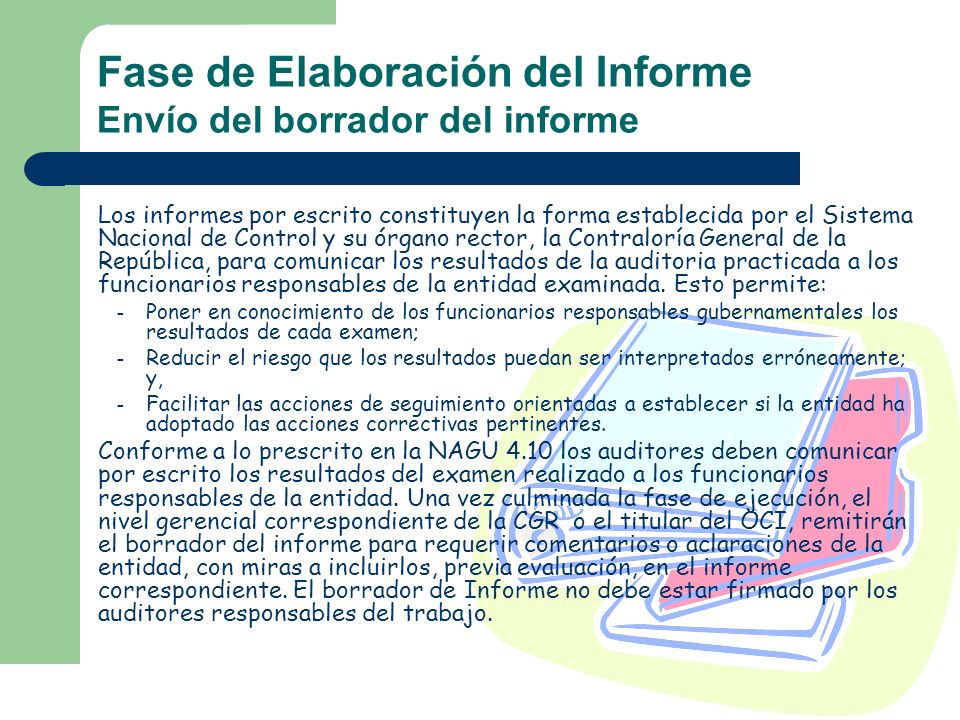 Fase de Elaboración del Informe Envío del borrador del informe