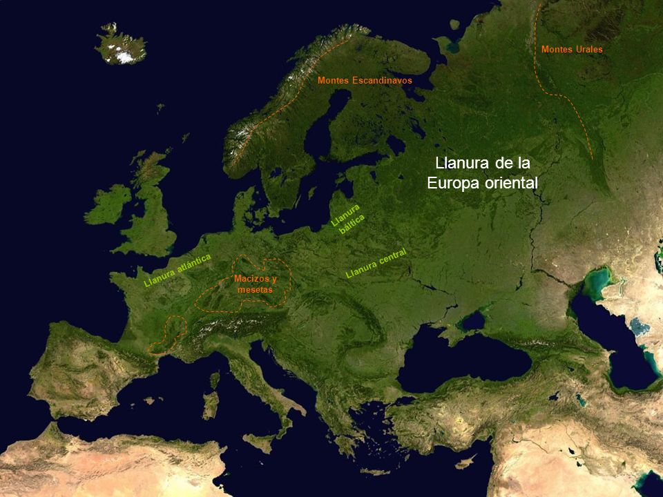 Llanura de la Europa oriental Montes Urales Montes Escandinavos