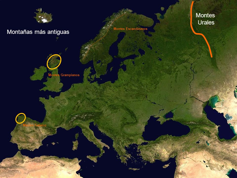 Montes Urales Montañas más antiguas Montes Escandinavos