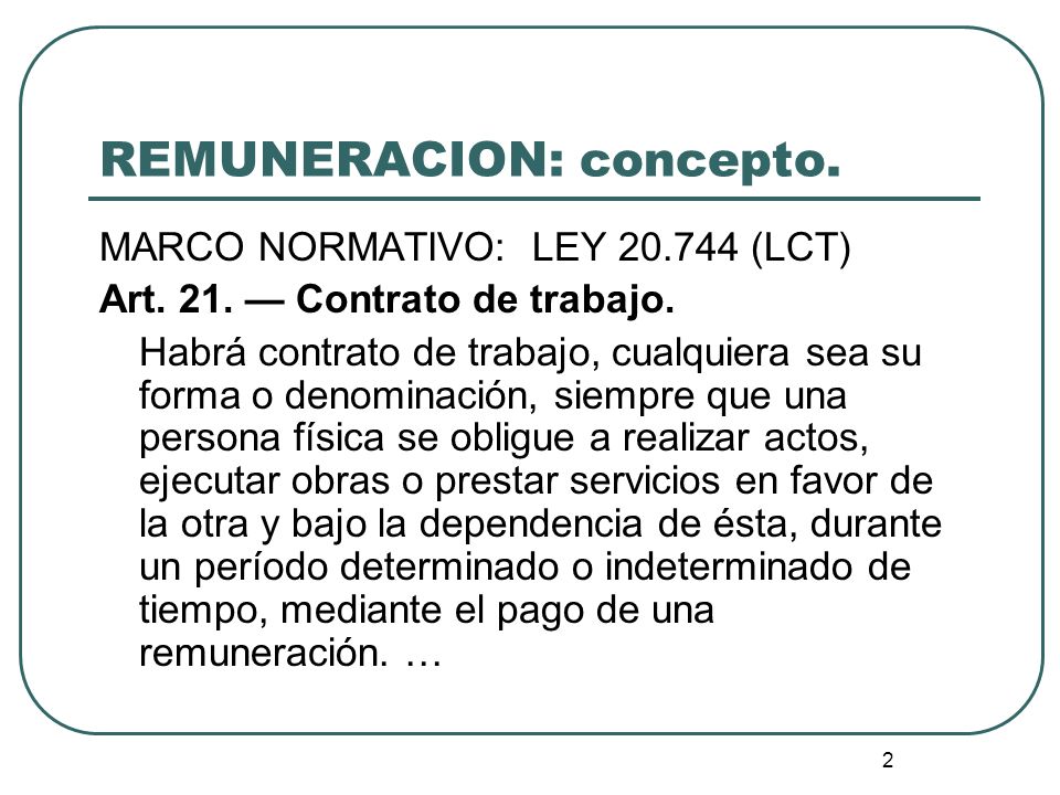 REMUNERACION: concepto.