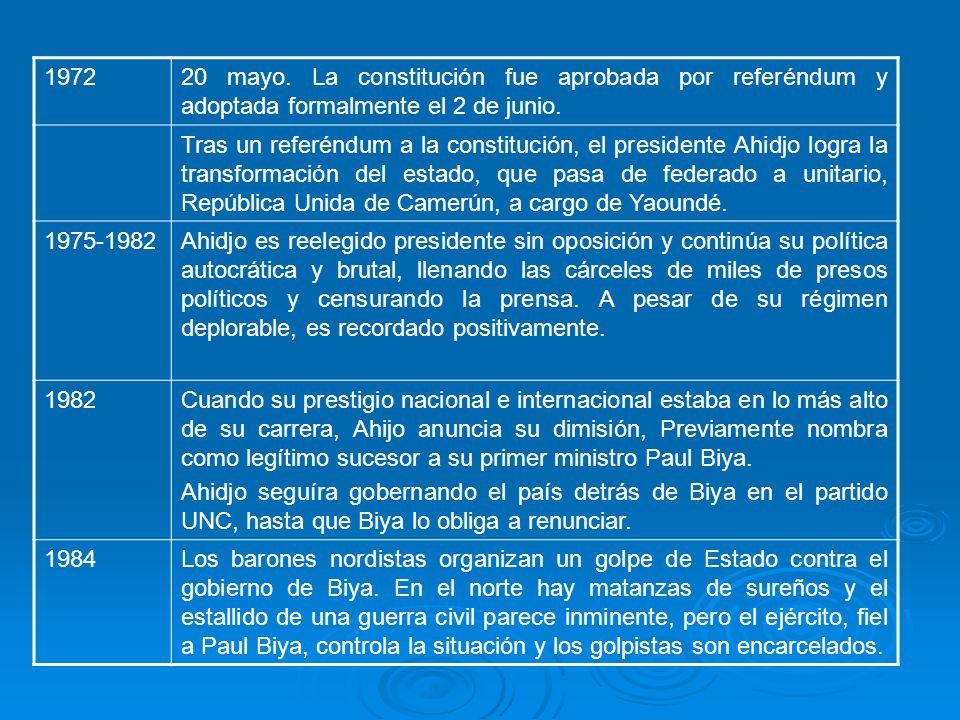 mayo. La constitución fue aprobada por referéndum y adoptada formalmente el 2 de junio.