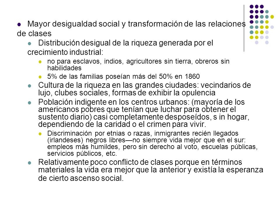 Mayor desigualdad social y transformación de las relaciones de clases