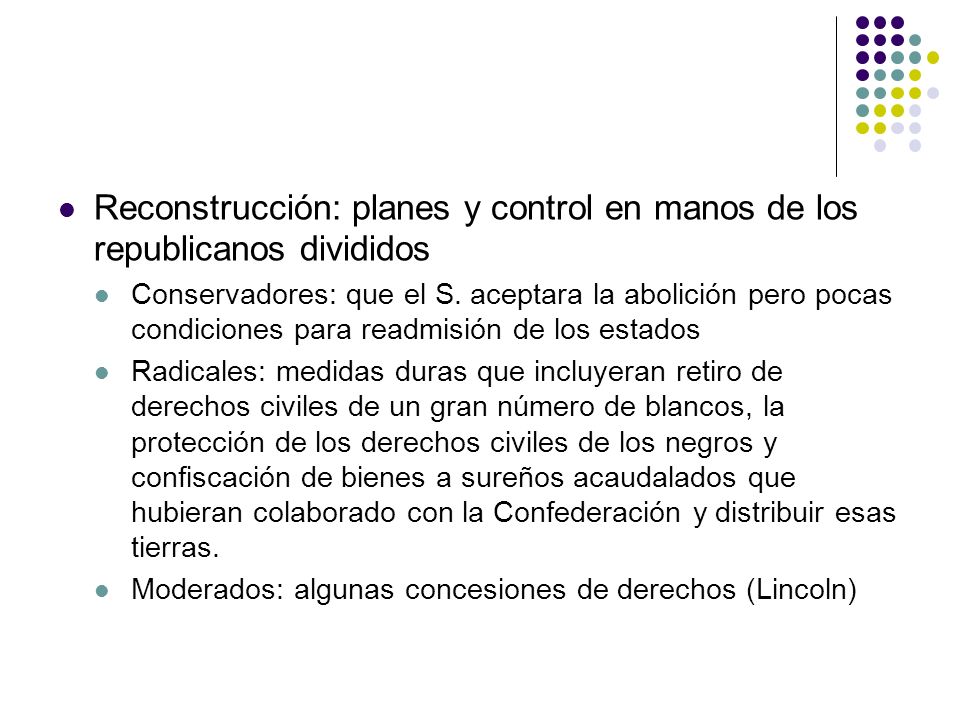 Reconstrucción: planes y control en manos de los republicanos divididos