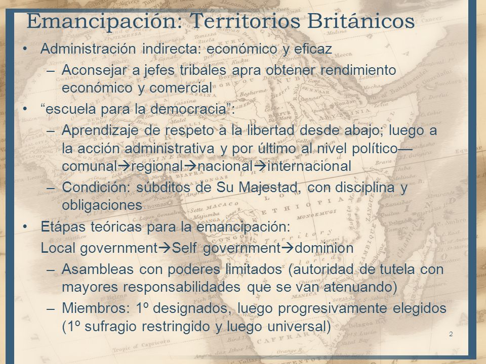 Emancipación: Territorios Británicos