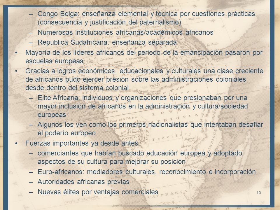 Congo Belga: enseñanza elemental y técnica por cuestiones prácticas (consecuencia y justificación del paternalismo)
