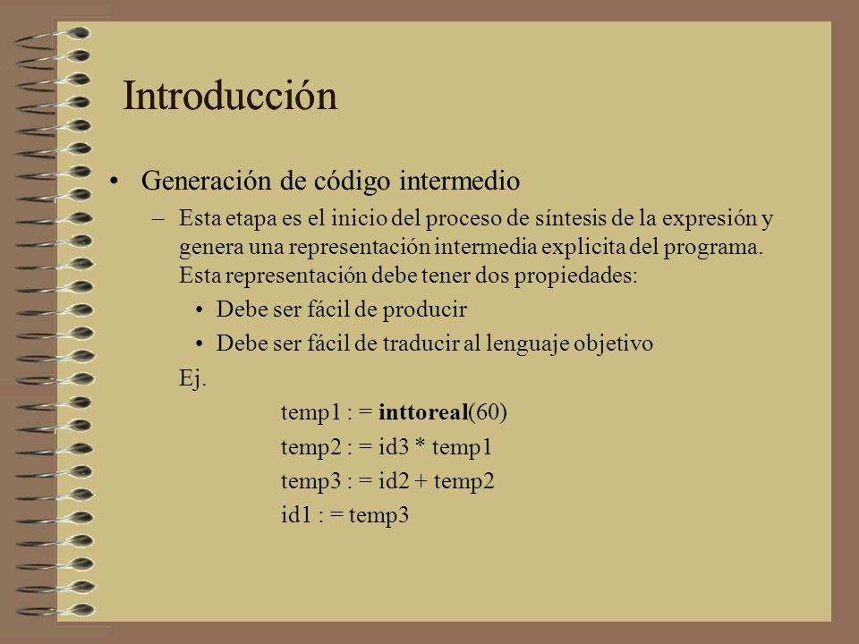 Introducción Introducción Generación de código intermedio
