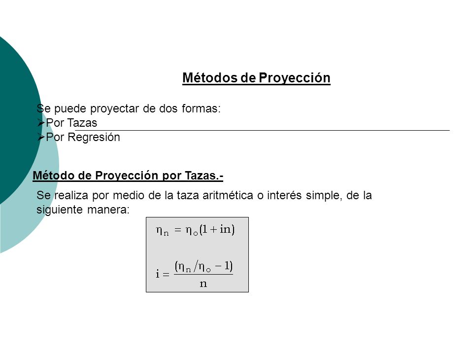 Métodos de Proyección Se puede proyectar de dos formas: Por Tazas