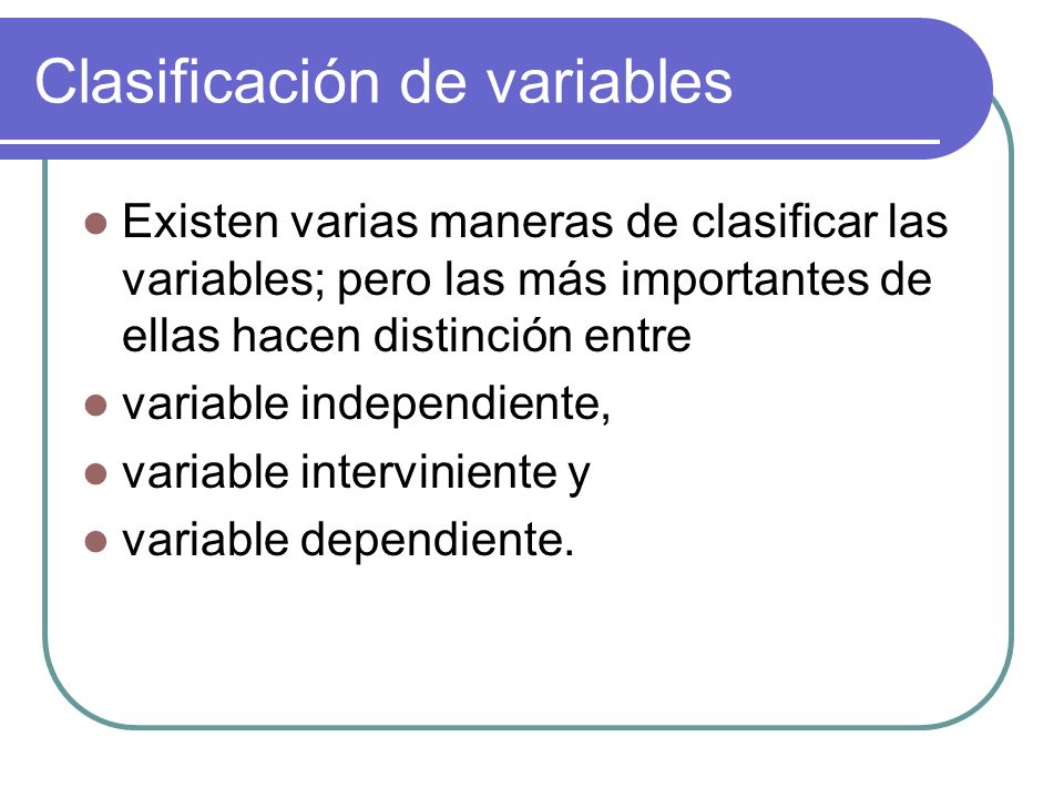Clasificación de variables