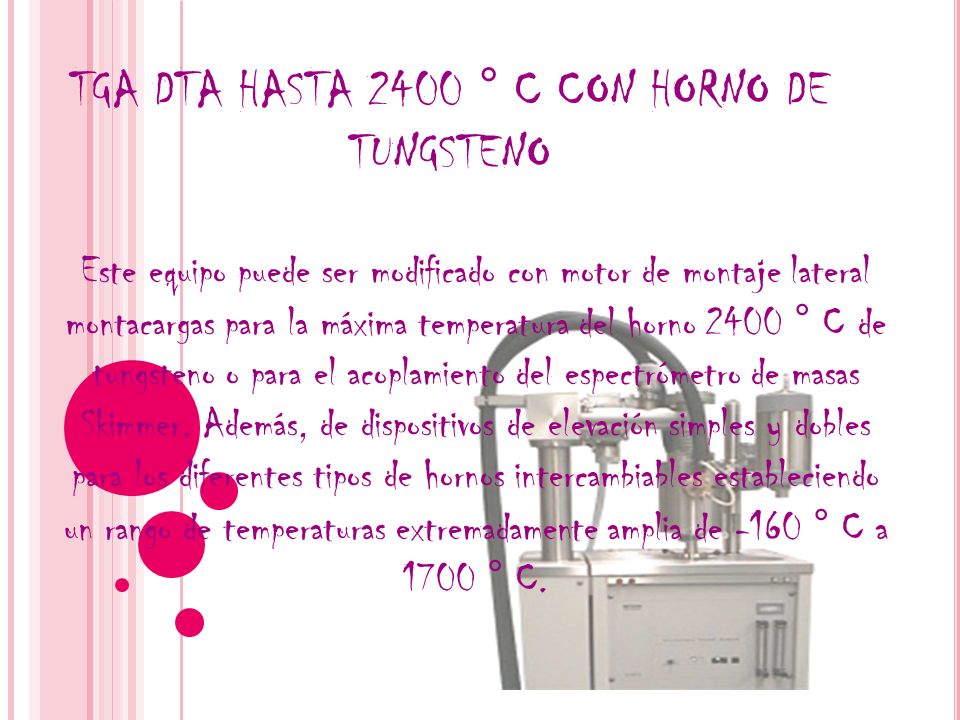 TGA DTA HASTA 2400 ° C CON HORNO DE TUNGSTENO