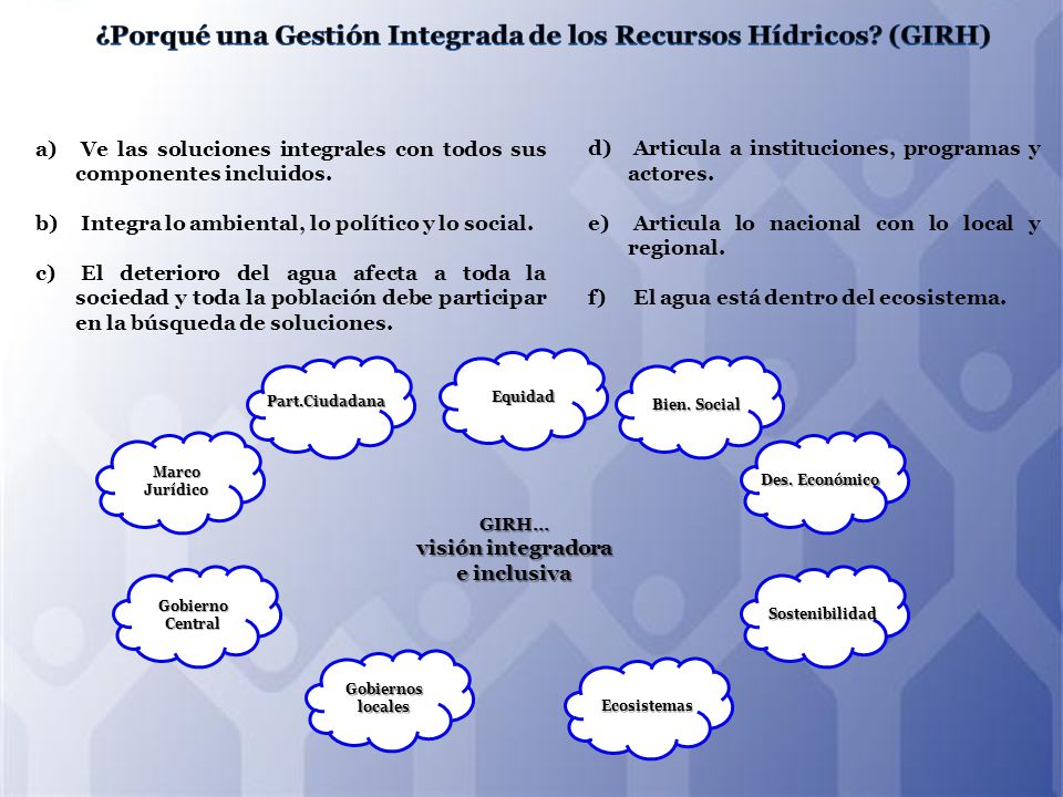 ¿Porqué una Gestión Integrada de los Recursos Hídricos (GIRH)